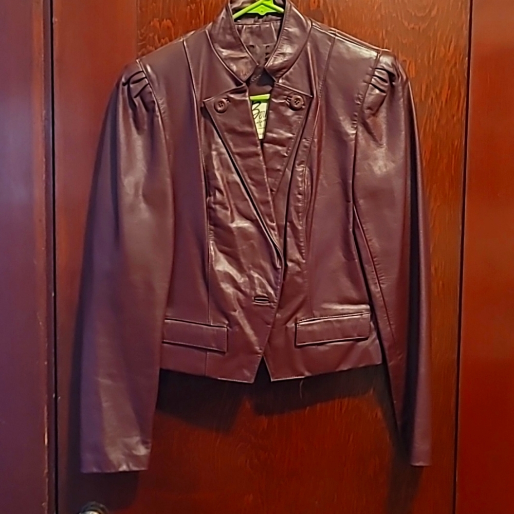 VINTAGE BERMAN’S The Leather Experts Burgundy Jacket/Blazer Women's Size 6-8